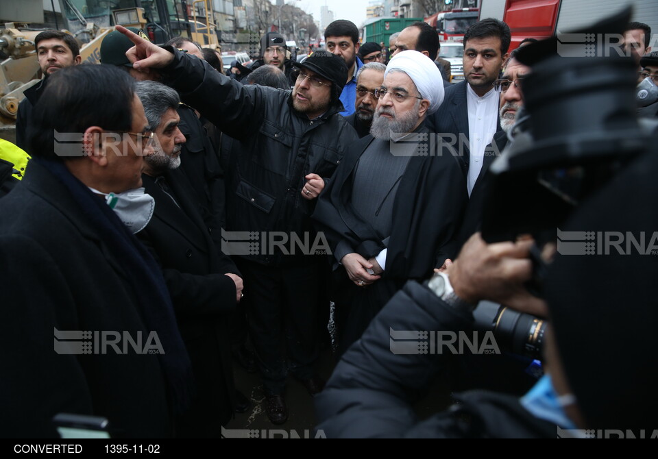 آتش سوزی و ریزش ساختمان پلاسکو - حضور رییس جمهوری در محل حادثه