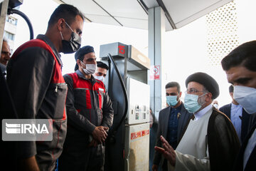 President Raisi visits a gas station after restoration from cyberattack