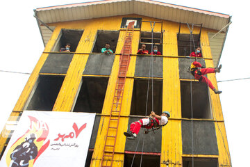 Tower climbing challenge for rescue forces in Gilan Province, Iran