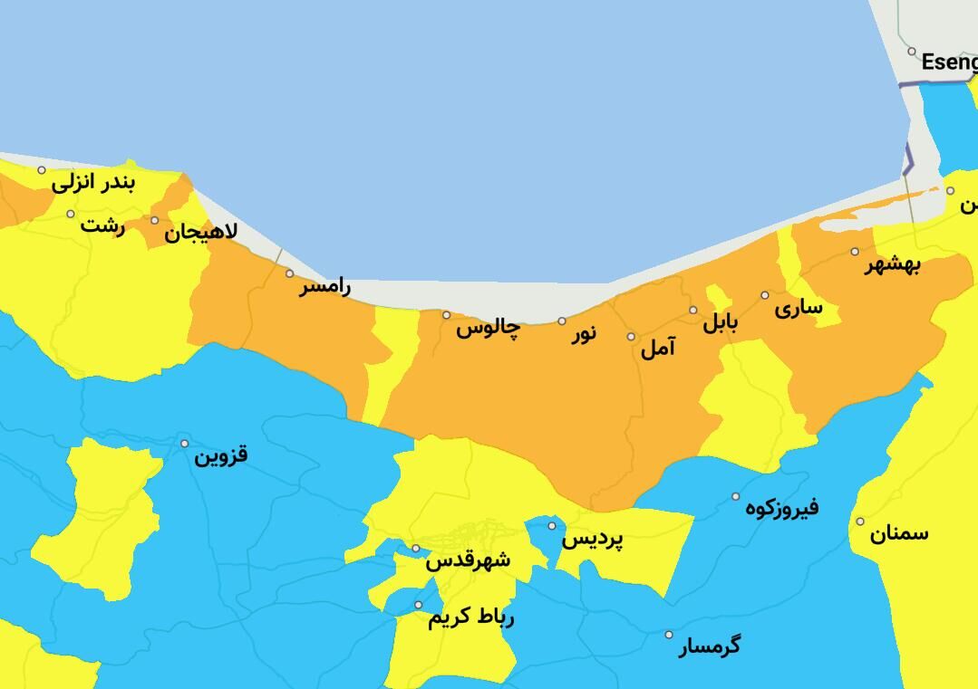 وضعیت کرونایی ۱۵ شهرستان مازندران همچنان نارنجی است