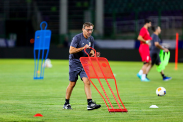 Iran : Entraînement de l'équipe nationale de football, le mardi 3 septembre 2024 au stade Foulad Shahr de la ville d’Ispahan au centre avant le match contre le Kirghizistan au troisième tour de qualification de la Coupe du monde 2026. (Photo : Rassoul Shojaï)