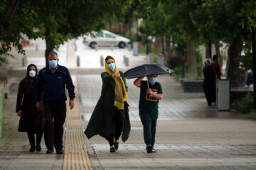 رگبار باران بهاری در همدان