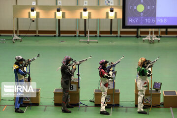 Female shooters competing in Tehran