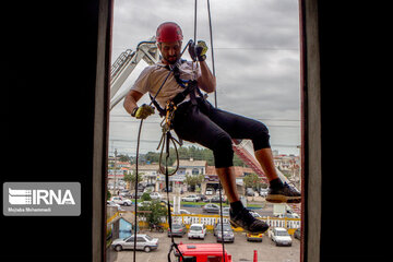 Tower climbing challenge for rescue forces in Gilan Province, Iran