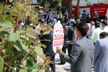 تجمع انقلابی مردم و مسوولان ورامین در حمایت از مردم مظلوم فلسطین