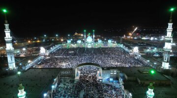 تصاویر هوایی مسجد مقدس جمکران در شب 23 رمضان