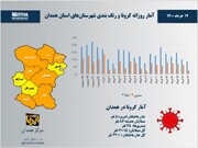 اینفوگرافیک/آمار روزانه کرونا و رنگ‌بندی شهرستان‌های استان همدان