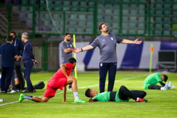 Iran : Entraînement de l'équipe nationale de football, le mardi 3 septembre 2024 au stade Foulad Shahr de la ville d’Ispahan au centre avant le match contre le Kirghizistan au troisième tour de qualification de la Coupe du monde 2026. (Photo : Rassoul Shojaï)