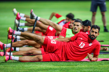 Iran : Entraînement de l'équipe nationale de football, le mardi 3 septembre 2024 au stade Foulad Shahr de la ville d’Ispahan au centre avant le match contre le Kirghizistan au troisième tour de qualification de la Coupe du monde 2026. (Photo : Rassoul Shojaï)