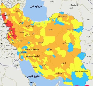 آخرین رنگ‌بندی کرونایی چهار شهرستان استان سمنان را نارنجی نمایش داد