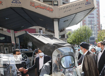 President Raisi visits a gas station after restoration from cyberattack