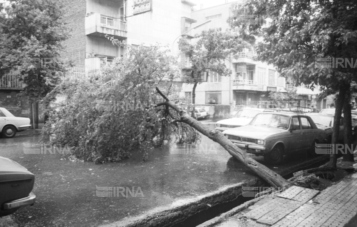 سیل در تهران - جریان سیل در سطح شهر در اثر باران در خیابان ها