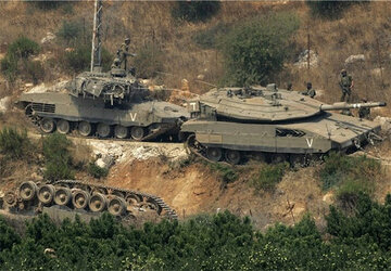 انهدام تانک «مرکاوا» با راکت هدایت‌شونده حزب‌الله لبنان