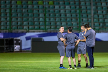 Iran : Entraînement de l'équipe nationale de football, le mardi 3 septembre 2024 au stade Foulad Shahr de la ville d’Ispahan au centre avant le match contre le Kirghizistan au troisième tour de qualification de la Coupe du monde 2026. (Photo : Rassoul Shojaï)