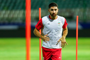 Iran : Entraînement de l'équipe nationale de football, le mardi 3 septembre 2024 au stade Foulad Shahr de la ville d’Ispahan au centre avant le match contre le Kirghizistan au troisième tour de qualification de la Coupe du monde 2026. (Photo : Rassoul Shojaï)