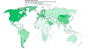 نقشه واکسیناسیون کرونا در جهان؛ تزریق ۱.۸ میلیارد واکسن تا کنون