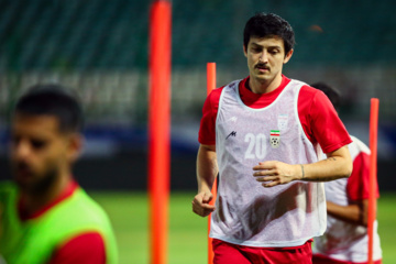 Iran : Entraînement de l'équipe nationale de football, le mardi 3 septembre 2024 au stade Foulad Shahr de la ville d’Ispahan au centre avant le match contre le Kirghizistan au troisième tour de qualification de la Coupe du monde 2026. (Photo : Rassoul Shojaï)