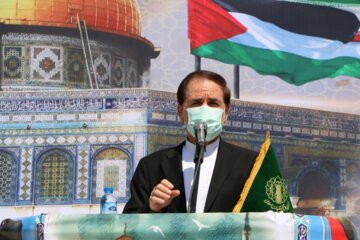 تجمع انقلابی مردم و مسوولان ورامین در حمایت از مردم مظلوم فلسطین