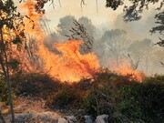 یک فروند بالگرد برای مهار آتش عرصه جنگلی جهان‌نما گلستان اعزام می‌شود