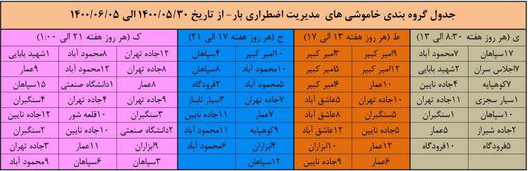 جدول خاموشی‌های برق هفته جاری در اصفهان منتشر شد