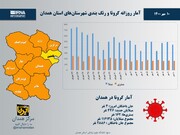 اینفوگرافیک/آمار روزانه کرونا و رنگ‌بندی شهرستان‌های استان همدان