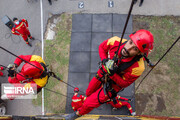 Rescue forces tower climbing challenge in Rasht, Iran