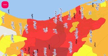 ۹ شهرستان مازندران در وضعیت قرمز کرونایی قرار دارند