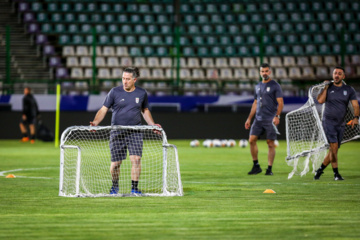 Iran : Entraînement de l'équipe nationale de football, le mardi 3 septembre 2024 au stade Foulad Shahr de la ville d’Ispahan au centre avant le match contre le Kirghizistan au troisième tour de qualification de la Coupe du monde 2026. (Photo : Rassoul Shojaï)