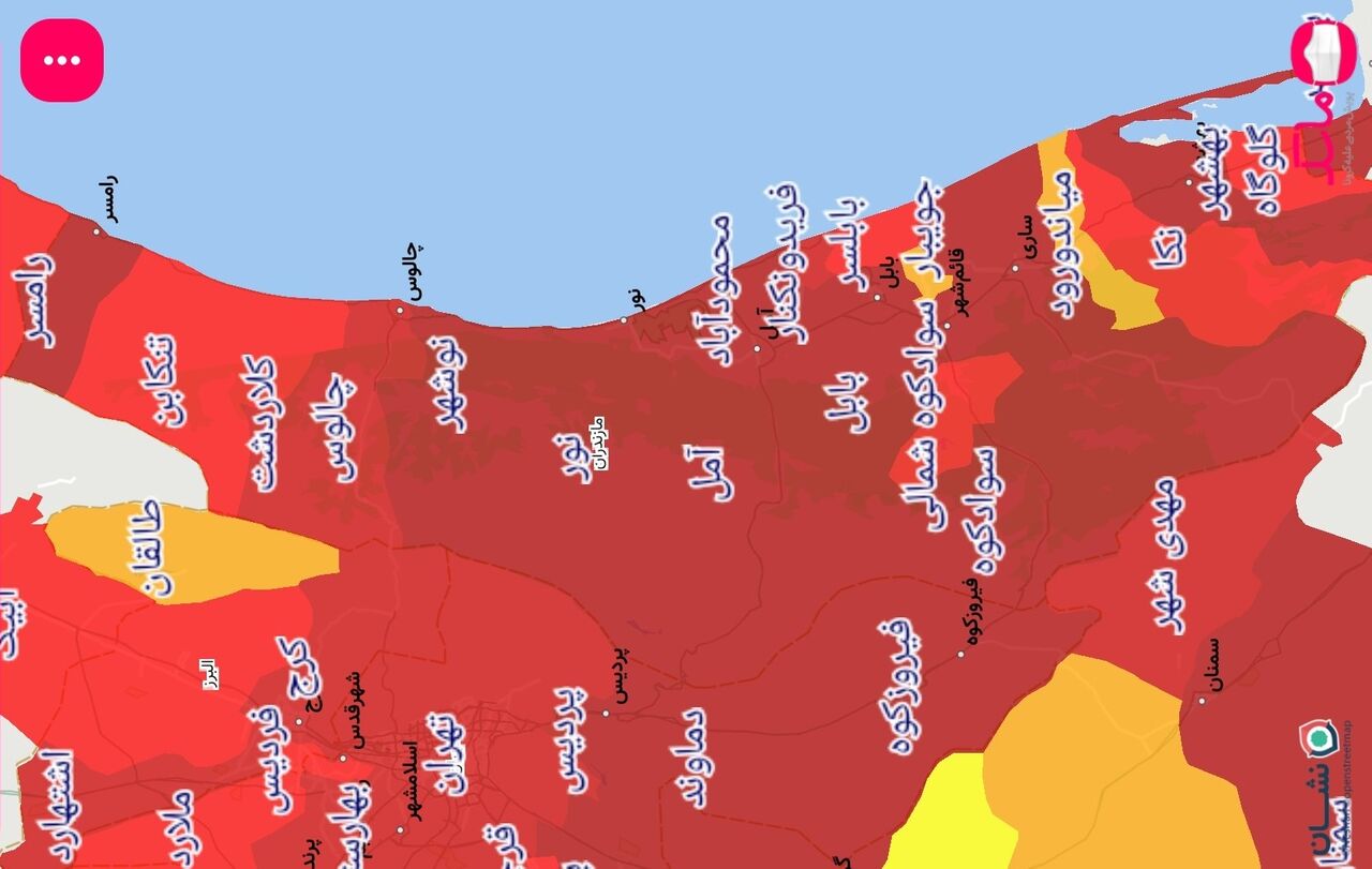 ۲۰ شهرستان مازندران در وضعیت قرمز و کبود کرونایی