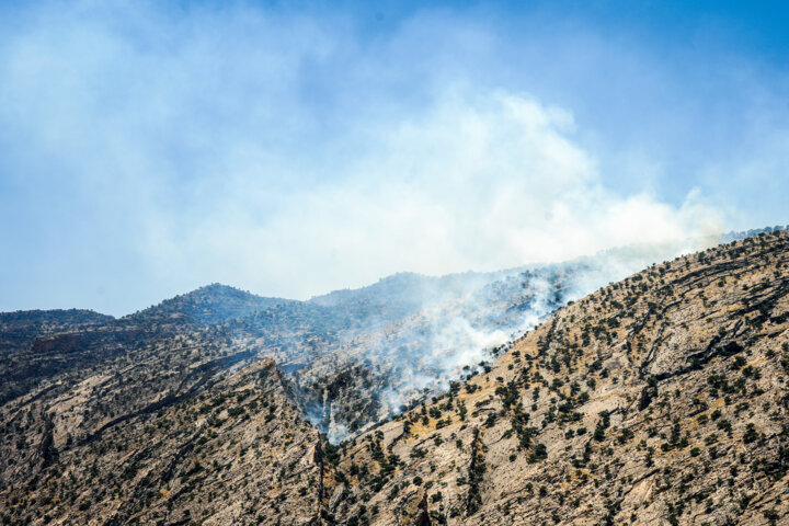 آتش‌سوزی در منطقه حفاظت شده خائیز شهرستان کهگیلویه
