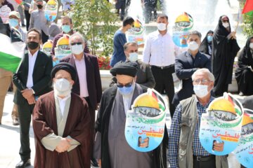 تجمع انقلابی مردم و مسوولان ورامین در حمایت از مردم مظلوم فلسطین