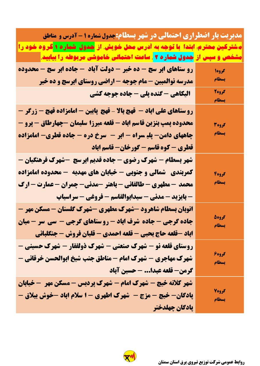 برنامه خاموشی احتمالی برق استان سمنان در روز دوشنبه ۲۵ مرداد اعلام شد