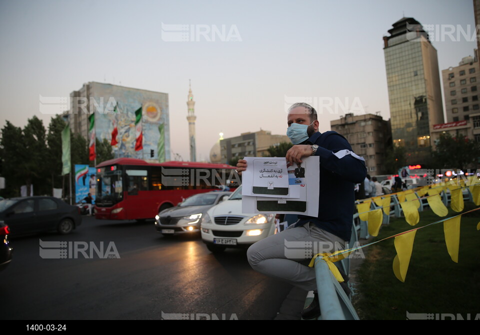 تجمع حامیان همتی در میدان ولیعصر تهران