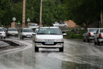 رگبار باران بهاری در همدان