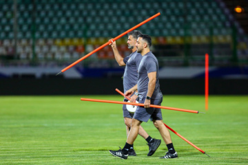 Iran : Entraînement de l'équipe nationale de football, le mardi 3 septembre 2024 au stade Foulad Shahr de la ville d’Ispahan au centre avant le match contre le Kirghizistan au troisième tour de qualification de la Coupe du monde 2026. (Photo : Rassoul Shojaï)