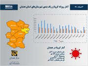 اینفوگرافیک/آمار روزانه کرونا و رنگ‌بندی شهرستان‌های استان همدان