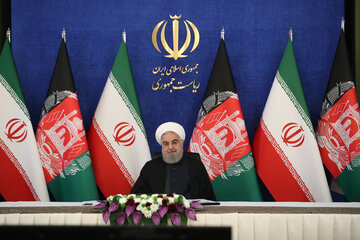 سخنان روحانی در مراسم افتتاح راه آهن خواف -هرات