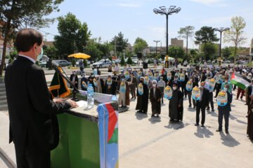 تجمع انقلابی مردم و مسوولان ورامین در حمایت از مردم مظلوم فلسطین