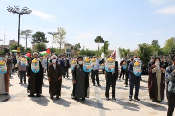 تجمع انقلابی مردم و مسوولان ورامین در حمایت از مردم مظلوم فلسطین